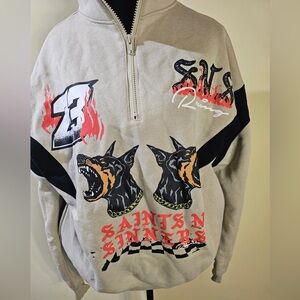 Fashion Nova Beige Graphic Hoodie